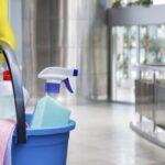 Carrying Chemicals in Office by Commercial Cleaning Company Member